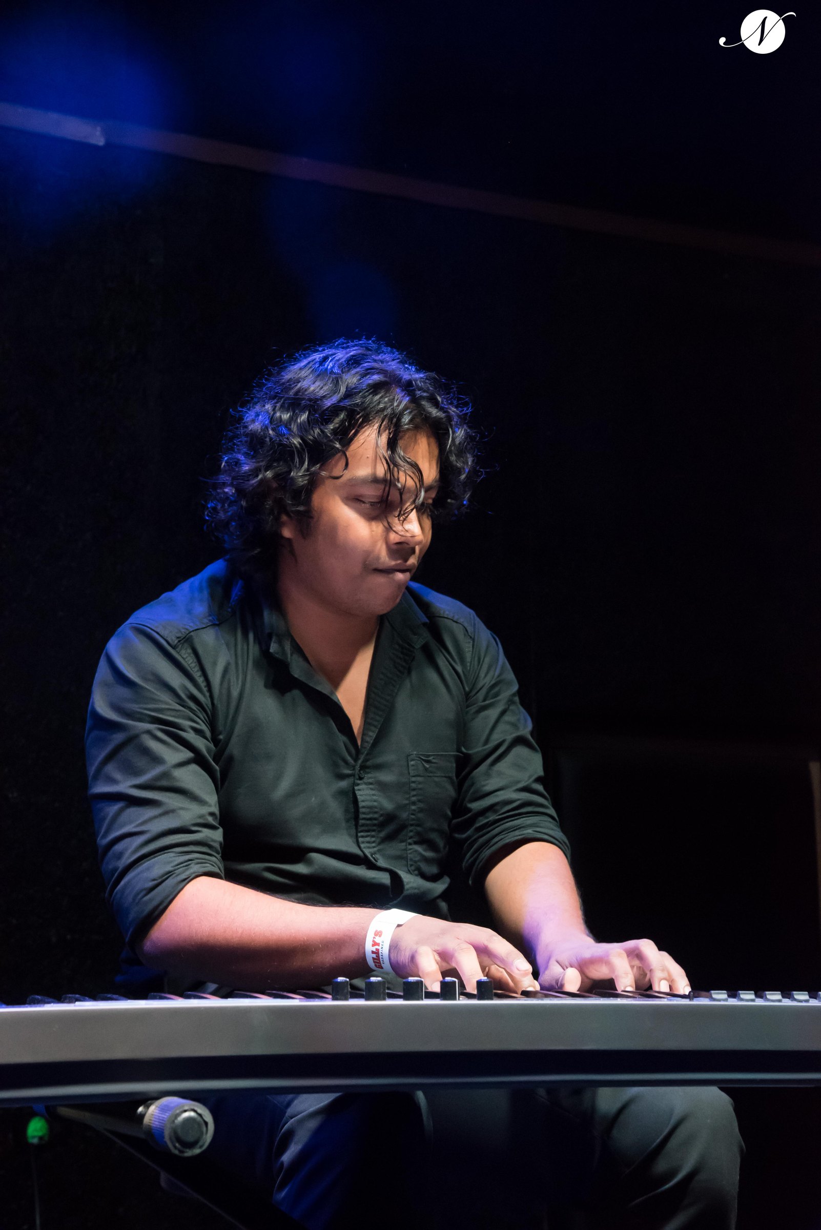 Young pianist on stage
