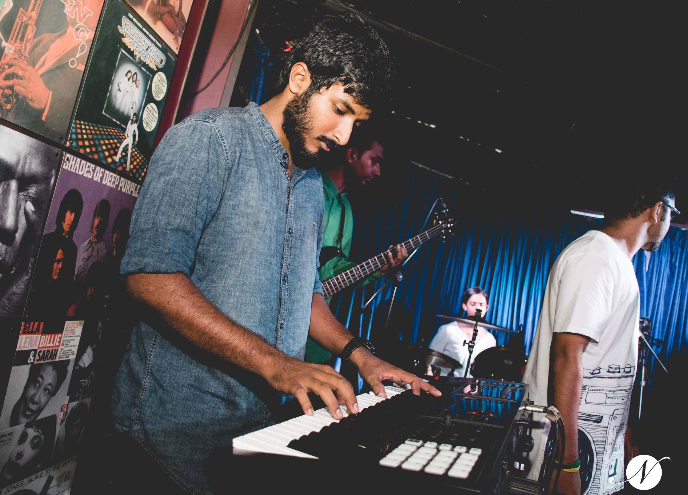 Bearded student at MPC and keyboard